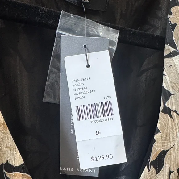 Lane Bryant Black, Cream with a touch of sparkle Floral Holidays Dress. - Picture 5 of 5